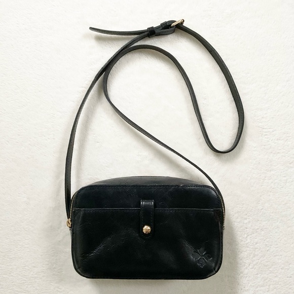 Patricia Nash Alessa Crossbody Bag Black Leather Distressed Lived-In Look - Picture 1 of 16
